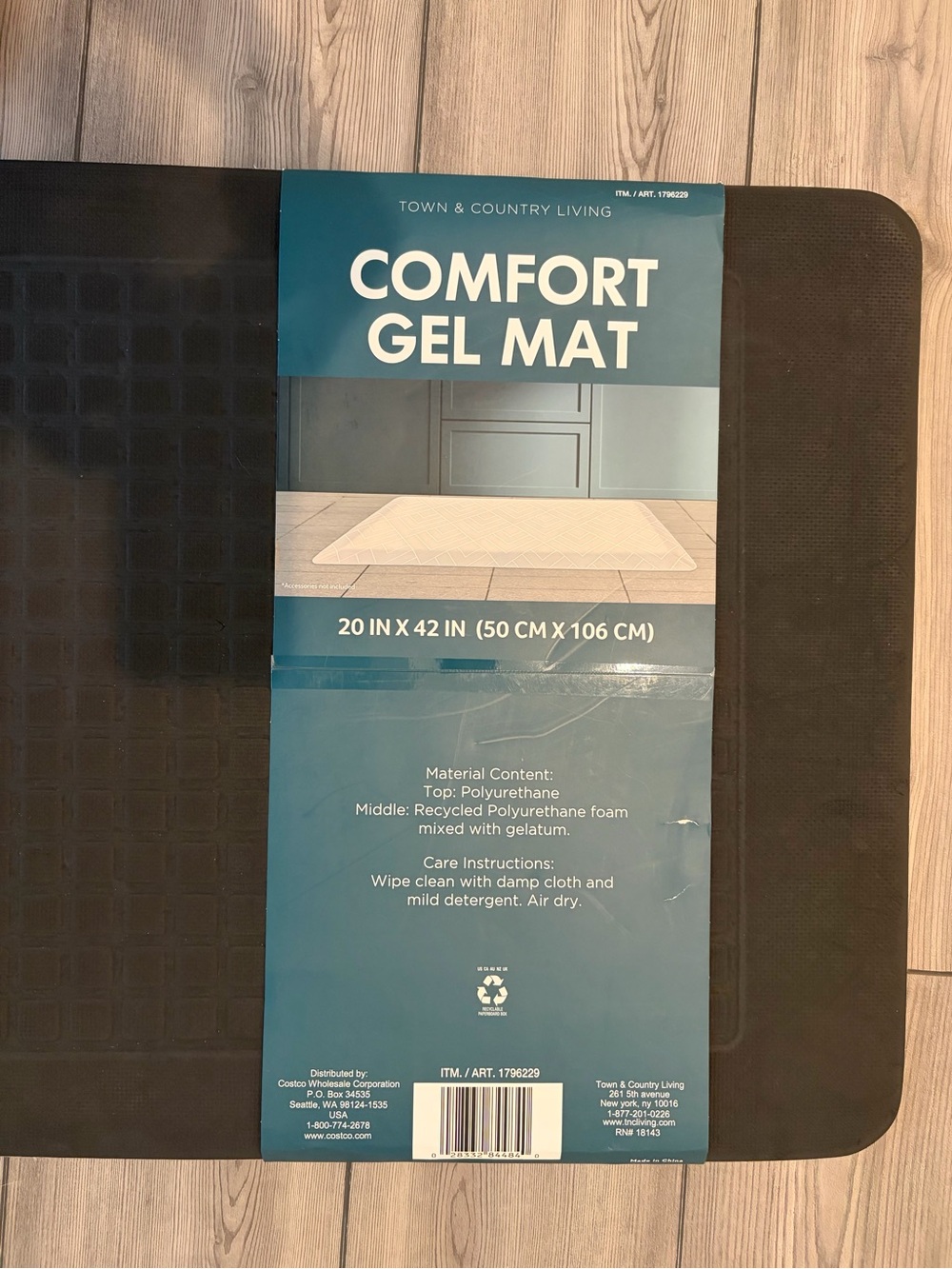 Town & Country, 20" x 42" Comfort Gel Kitchen Mat Gray - Picture 6 of 6